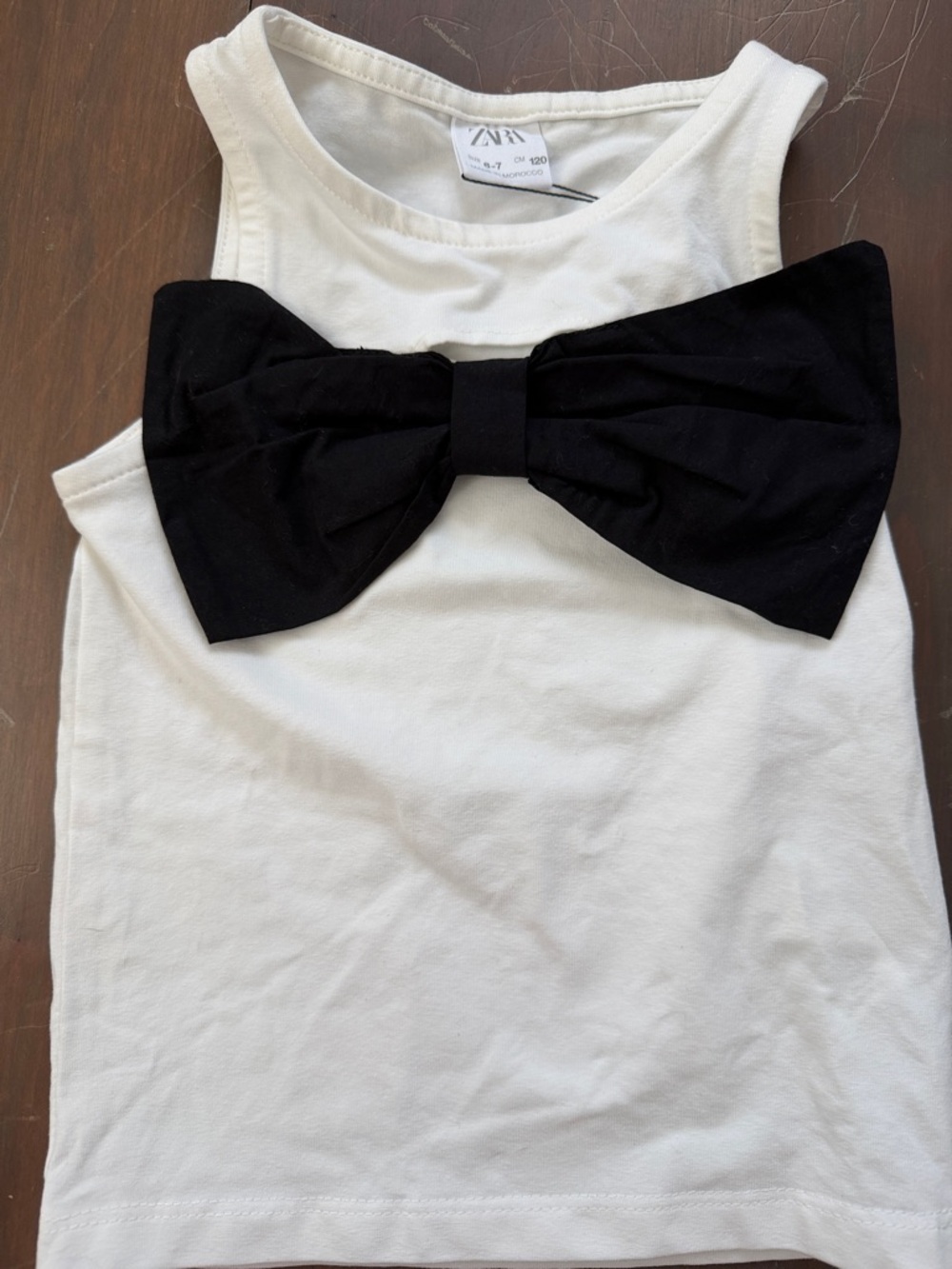Zara White Tank with Black Statement Bow
